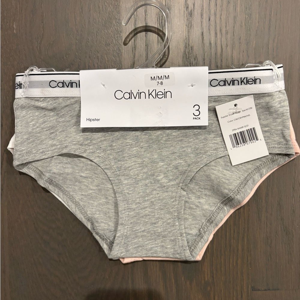 Calvin Klein Kids' Gray Hipster Bottoms - 3 Pack - Picture 3 of 4
